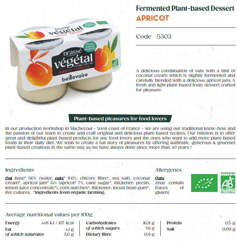 Dessert Vegetal 2x125g - 4 lots