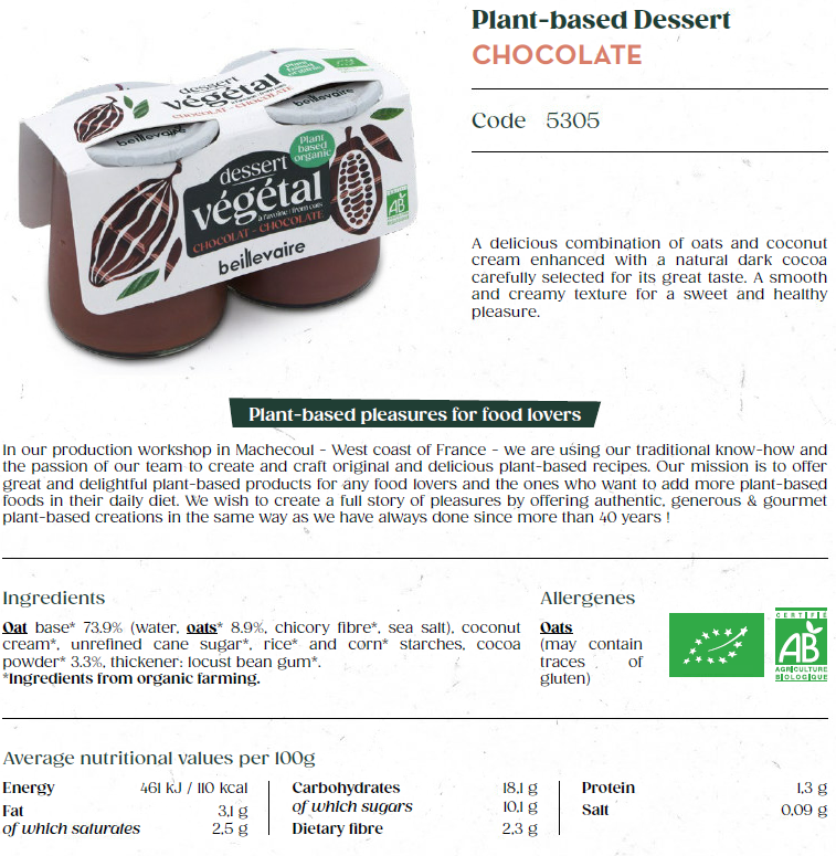 Dessert Vegetal 2x125g - 4 lots