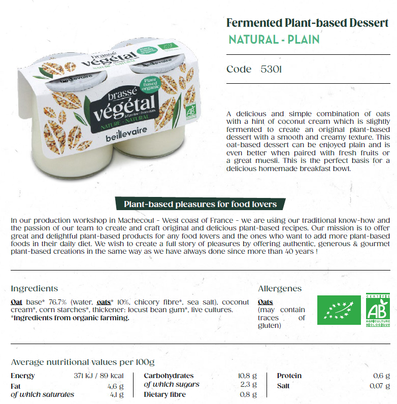 Dessert Vegetal 2x125g - 4 lots