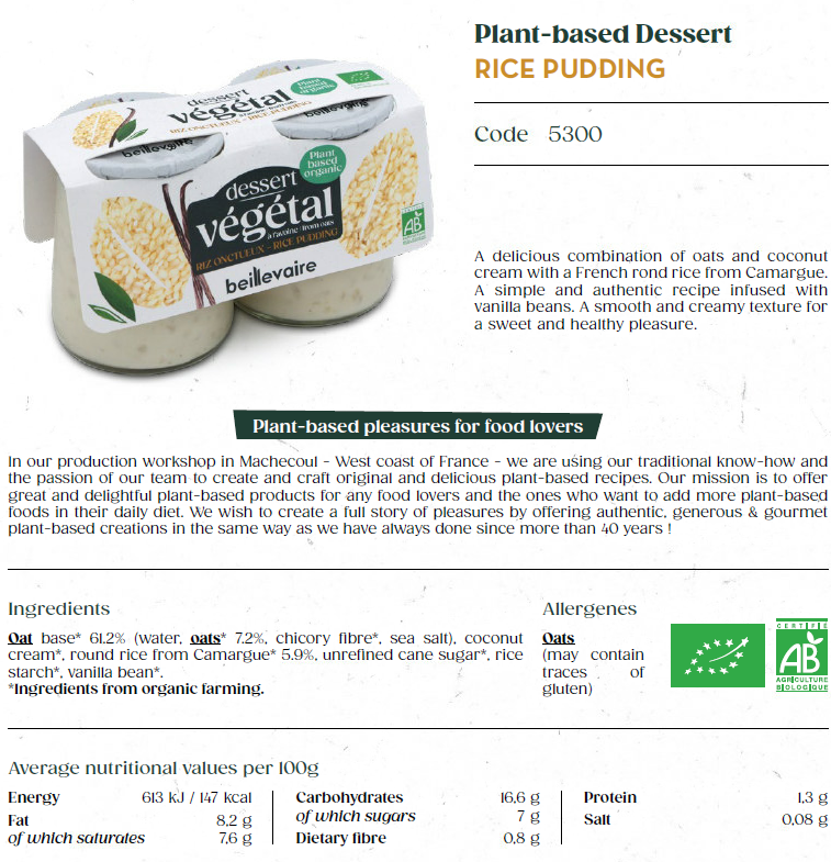 Dessert Vegetal 2x125g - 4 lots