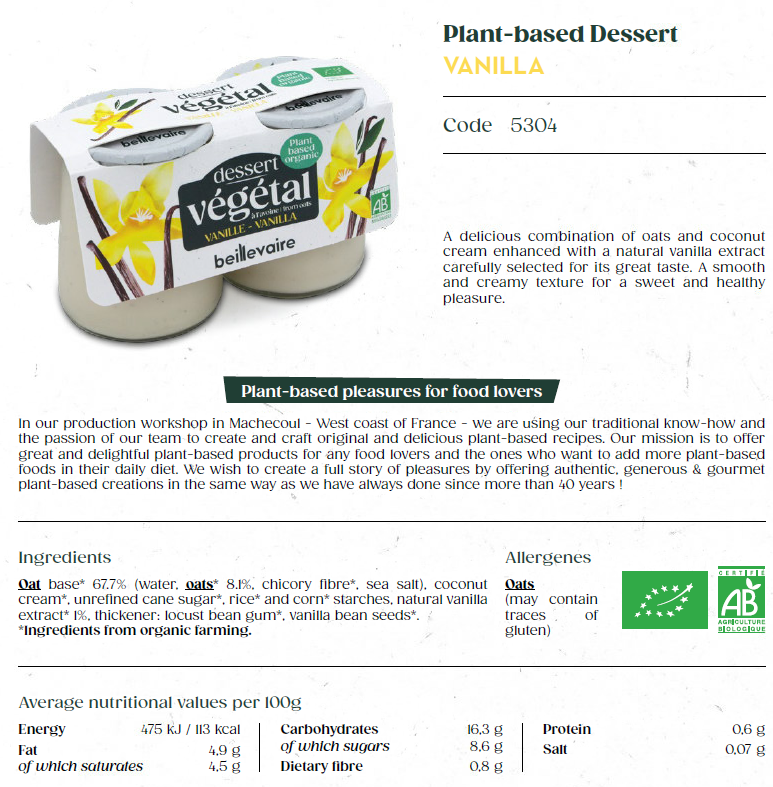 Dessert Vegetal 2x125g - 4 lots